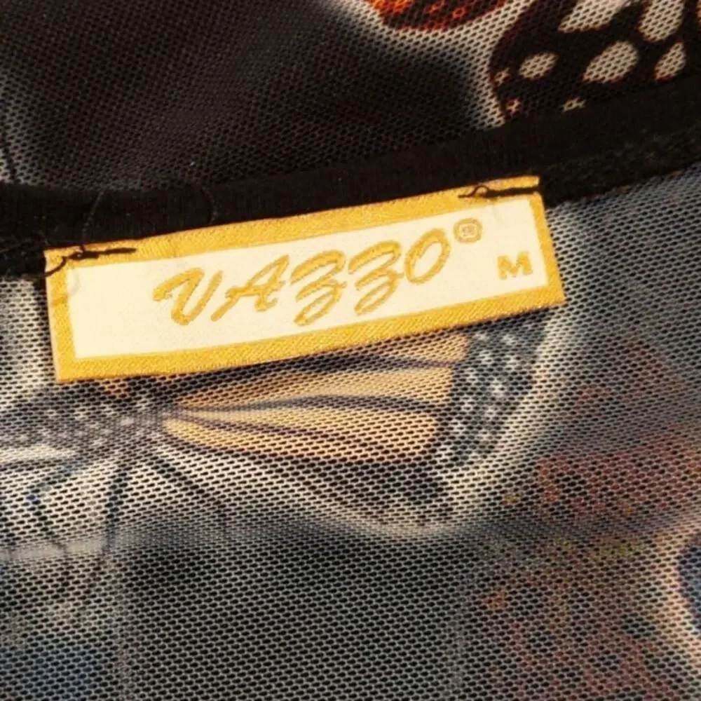 Vazzo Butterfly Shirt 90s Y2K Inspo Mesh Back Solid Front Rhinestone Butterfly M - Picture 5 of 8
